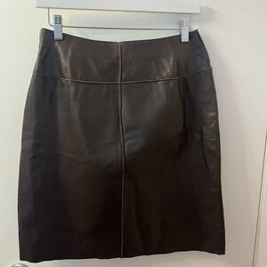 Vintage VS2 brand Genuine Soft Leather Brown Skirt Size 6 100% Leather EUC
